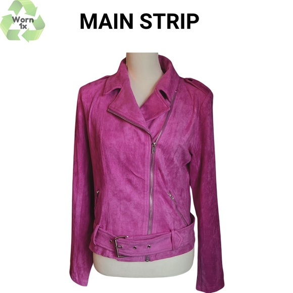 Main Strip Suede Berry Moto Jacket Size Large 😍 - Picture 2 of 8